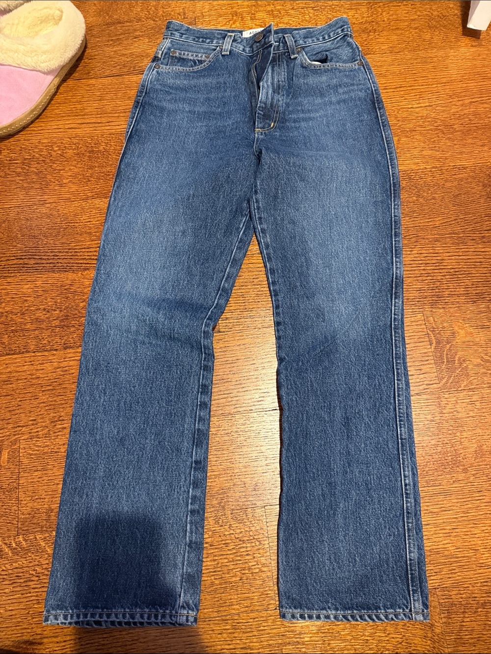 Agolde dark wash straight leg jeans